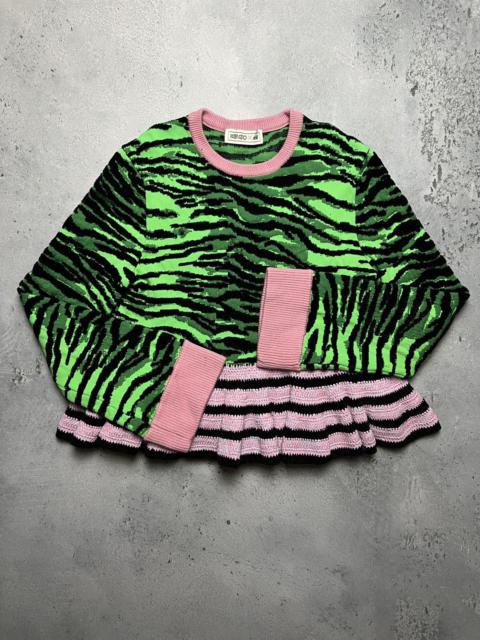 Kenzo x H&M Tiger Stripe Pattern Knit Wool Blend Sweater y2k