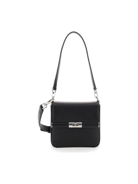 Dolce & Gabbana 'marlene' Black Shoulder Bag With Twist Closure And Logo On The Back In Hammered Leather Man