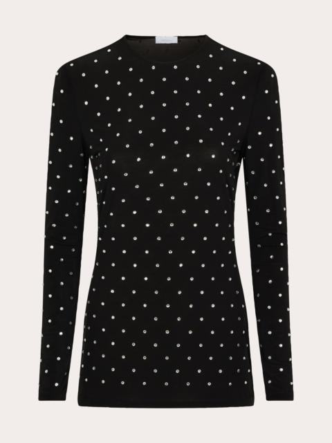 rabanne Crystal-Embellished Satin-Jersey Top