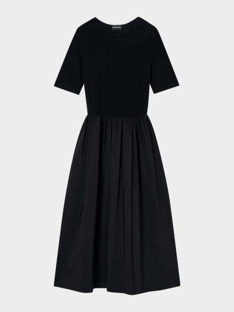 EMPORIO ARMANI Viscose Jersey & Taffeta Midi Dress