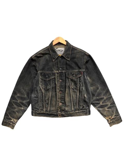 Other Designers Vintage Edwin Mudwash Black Distressed Denim Jacket