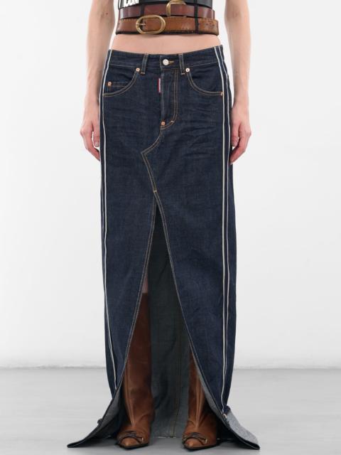 DSQUARED2 Blue Denim Deconstructed Maxi Skirt