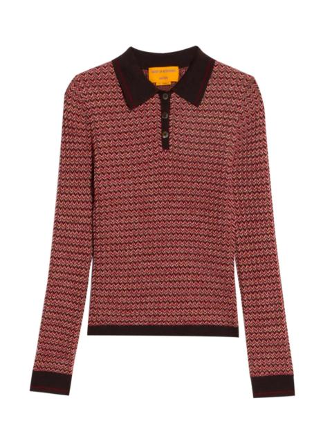 GUEST IN RESIDENCE CHEVRON LONG SLEEVE SHRUNKEN POLO