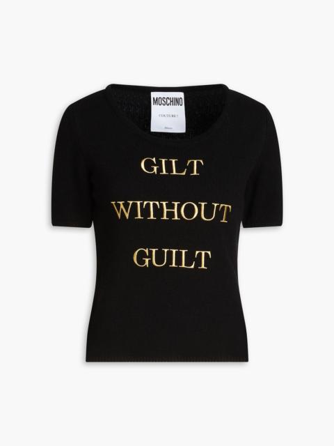 Moschino Embroidered cashmere and wool-blend top