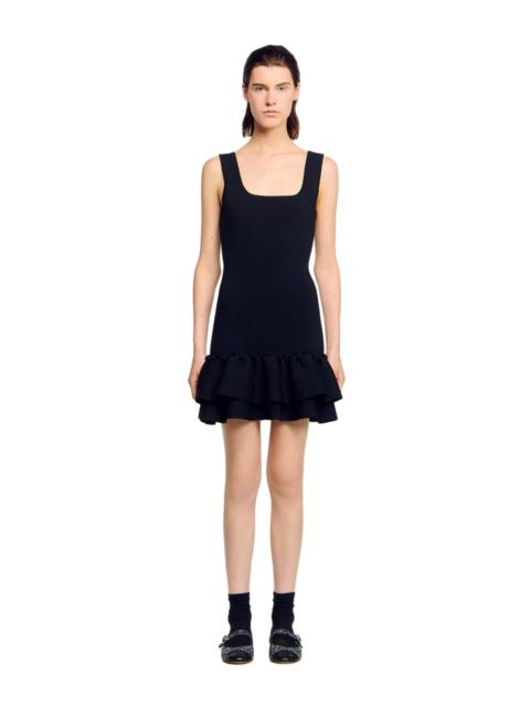 Sandro SANDRO Mini knit dress with ruffles in Black at Nordstrom