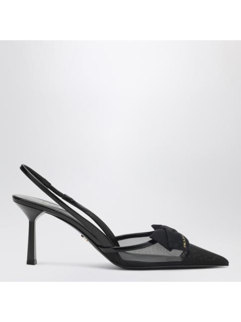Prada Prada Black Fabric And Mesh Slingback Pumps Women