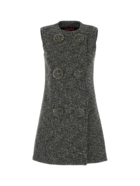 GUCCI Gucci Women Melange Grey Wool Blend Mini Dress