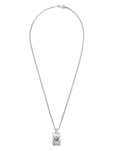 GUCCI Sterling Silver Gucci Ghost Dog Tag Necklace, 19.6"