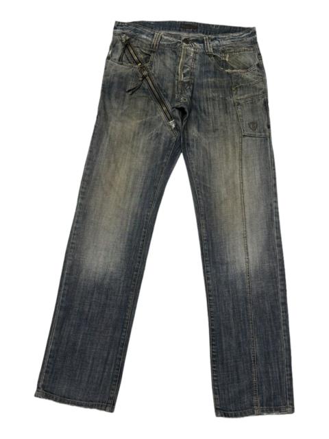 Other Designers Archival Clothing - ❤️‍🔥DISTRESSED DENIM MULTI ZIPPER ABSOLUTE JOY DENIM JEANS