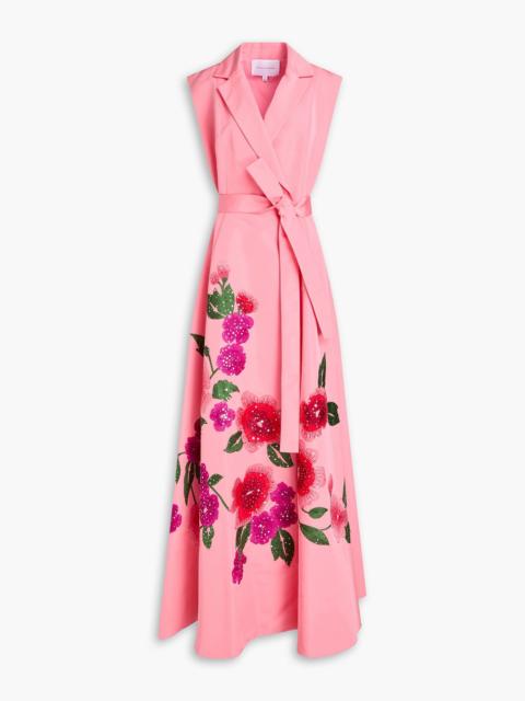 CAROLINA HERRERA Embellished silk-faille wrap gown