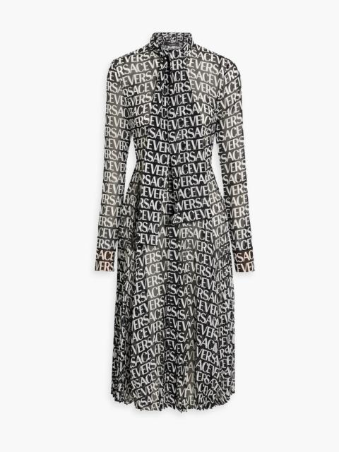 VERSACE Logo-print silk-chiffon midi dress