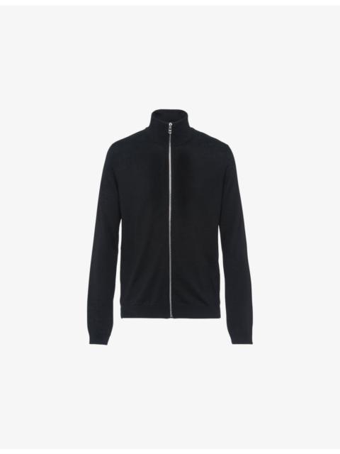 Prada Waffle Turtle-Neck Wool Cardigan