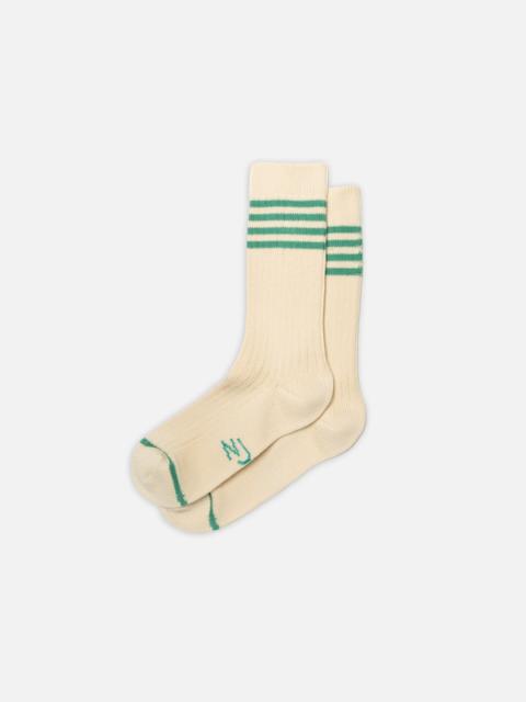 Nudie Jeans Women Tennis Socks Stripe Offwhite/Turquoise