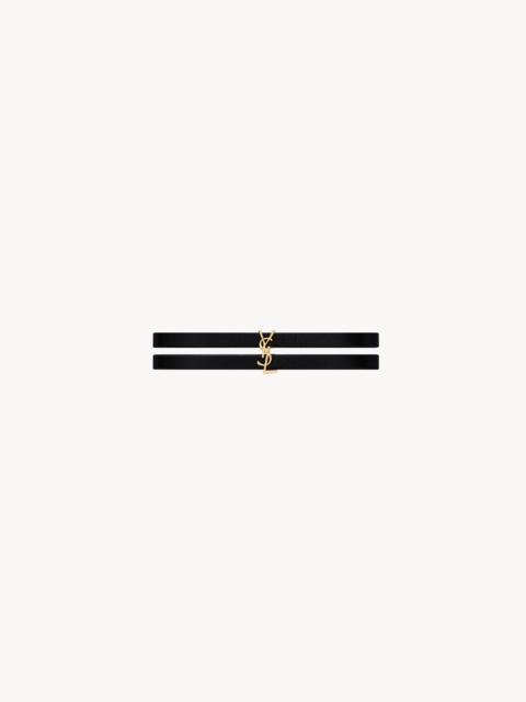 SAINT LAURENT cassandre double-strand bracelet in leather and metal