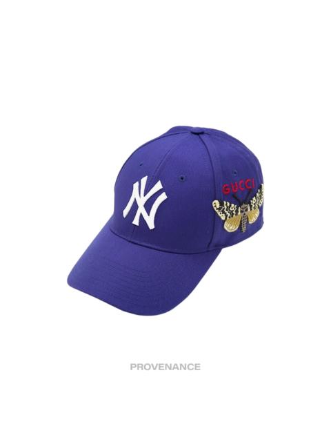 GUCCI Gucci x NY Yankees Embroidered Hat Cap - Blue with Moth