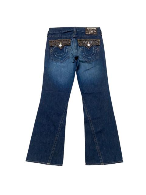 Other Designers Vintage True Religion Denim Flare Jeans Leather Flap