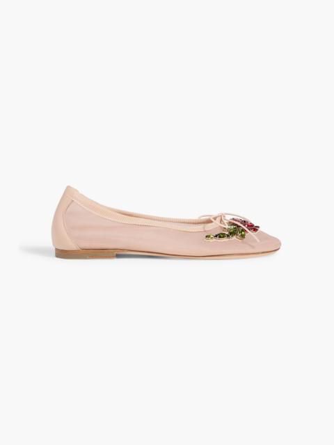 Simone Rocha Crystal-embellished mesh ballet flats