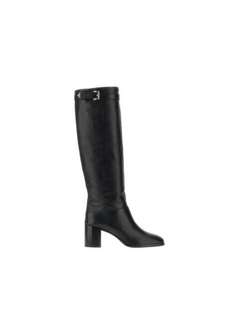 Prada Prada Leather Boots with Triangle Logo Black