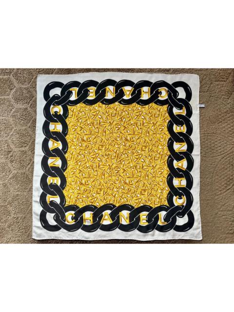 CHANEL Authentic Chanel Chain Print Silk Twill Square Scarf