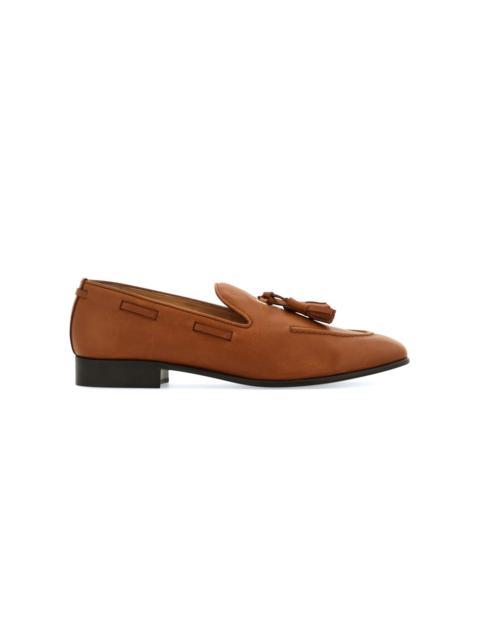 FERRAGAMO Leather Tassel Loafers brown