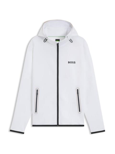 BOSS ACTIVE STRETCH-GABARDINE ZIP-UP HOODIE WITH THERMOREGULATING TECHNOLOGY