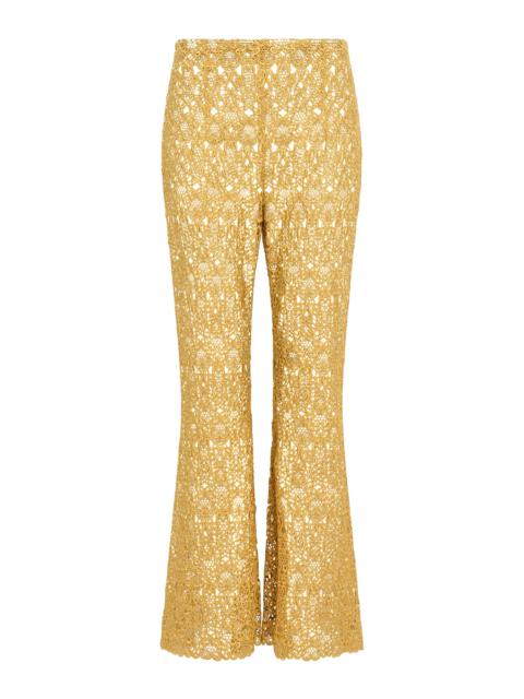 GABRIELA HEARST Phoenix Flare Cropped Pant in Gold Silk Macrame Lace