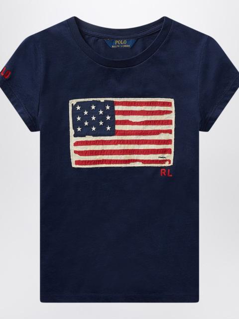 Polo Ralph Lauren Navy blue jersey T-shirt with flag