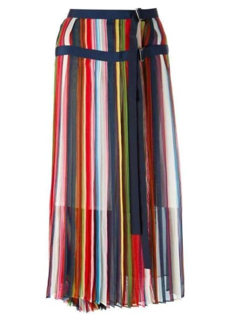 Multi Coloured Striped Midi Skirt