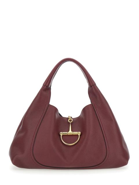 GUCCI Gucci Women Bordeaux Shoulder Bag With Horsebit Closure In Grained Leather Woman
