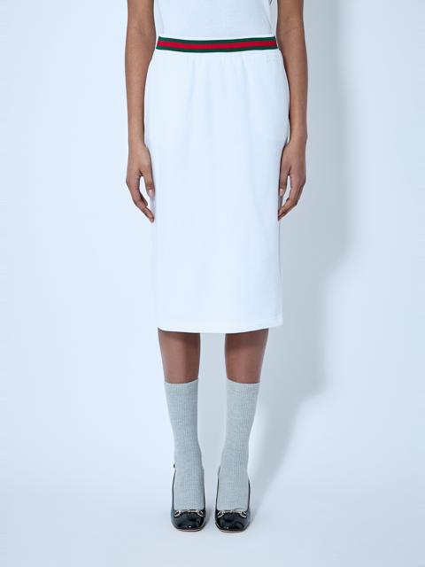 GUCCI Cotton Jersey Skirt With Web Trim