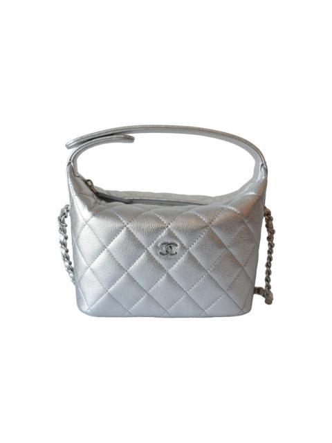 CHANEL Chanel Caviar Quilted Hobo Bags Silver