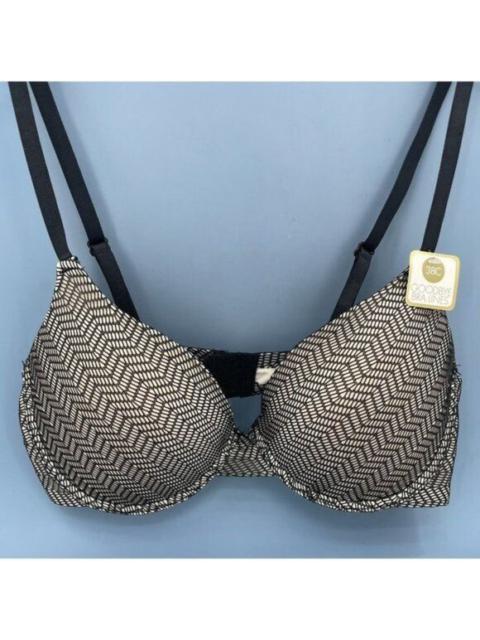 Adrienne Vittadini Push Up Bra 5302-49 Textured Lace Beige & Black 38C NWT