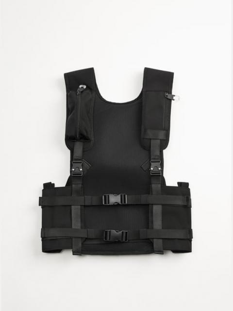 Zara Mens Black Back Pack Zip Up Tactical Techwear Jacket Vest DS