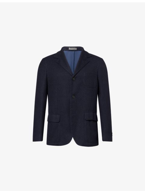 Single-Breasted Patch-Pocket Linen And Silk Blazer