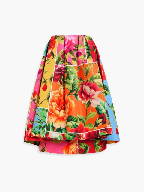 CAROLINA HERRERA Strapless pleated floral-print faille mini dress