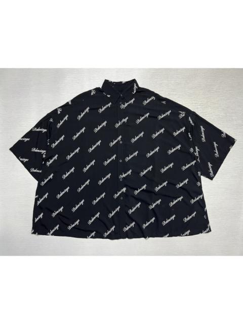 BALENCIAGA Balenciaga - All Over Script Logo Oversized Button Up Shirt