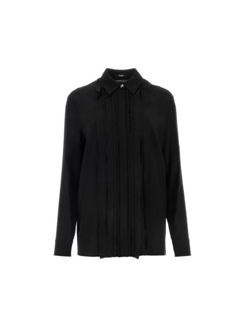 VERSACE Versace Black Crepe Shirt New & Authentic (Women's size:12;)