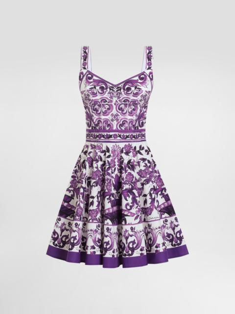 Majolica-print poplin dress