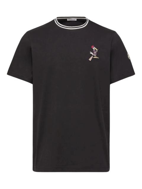 Moncler Moncler Striped-trim Detail-appliqué T-shirt
