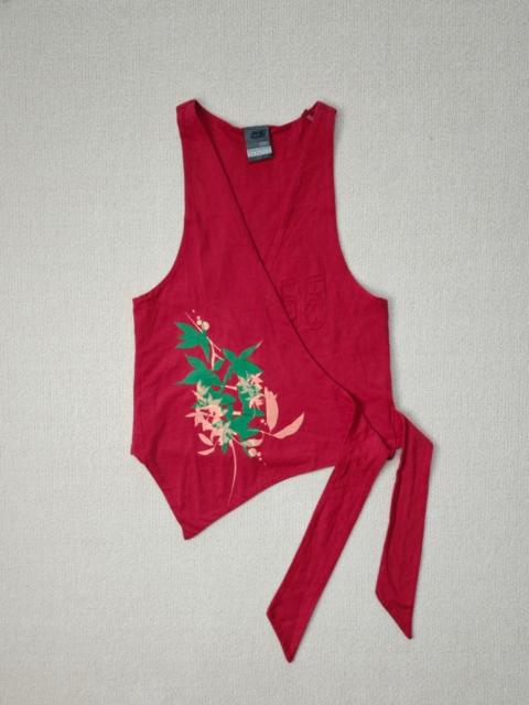 Diesel Diesel 55 Red Graphic Wrap Tie Front Sleeveless Top S Y2K