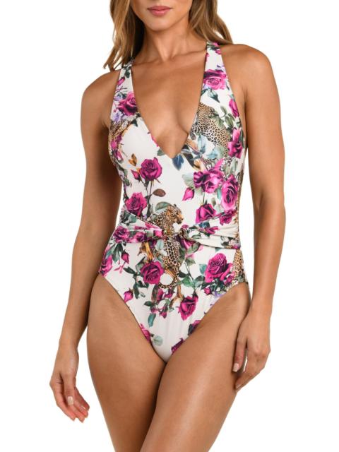 L'AGENCE L'AGENCE Rose Leopard One-Piece Swimsuit in White Multi at Nordstrom