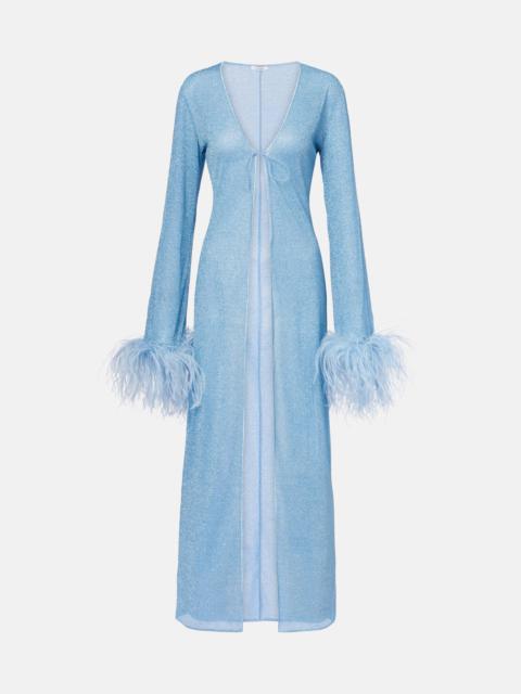 Oséree Lumière Plumage feather-trimmed robe