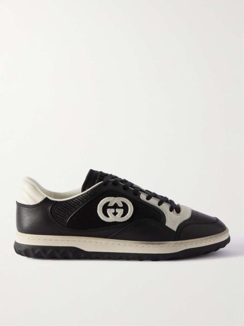 GUCCI Logo-Embroidered Mesh and Leather Low-Top Sneakers