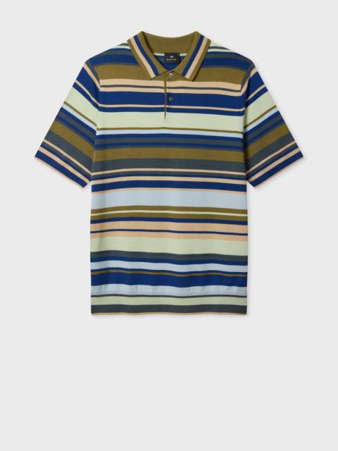 Paul Smith Khaki Multistripe Merino Wool Polo Shirt