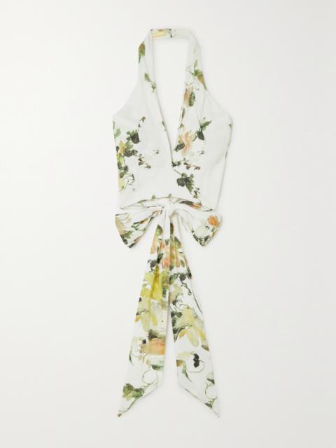 Erdem Luna Cropped Linen Halterneck Top