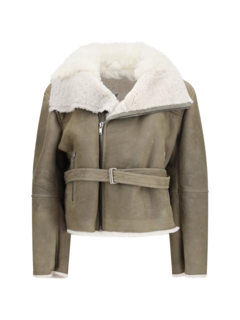 Rick Owens Rick Owens Cropped Suede Shearling Flight Jacket Dark