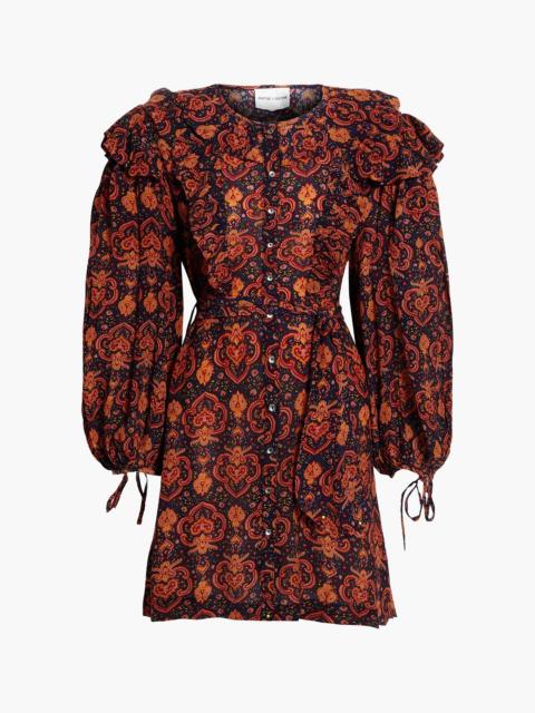 Other Designers Mylo belted printed crepe mini dress