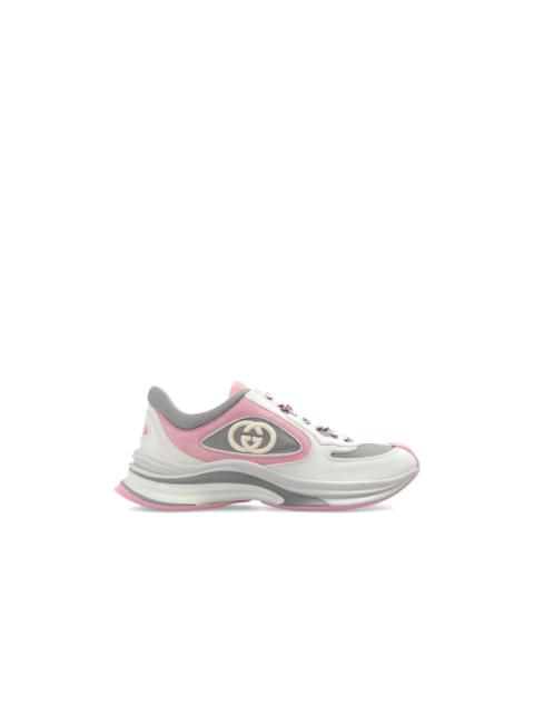 GUCCI GUCCI Run Women's Ivory/Pink Suede Sneakers New (Women's siz