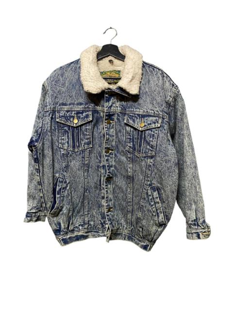 Other Designers Vintage 90s Acid Wash Denim Sherpa Liner Trucker Jacket