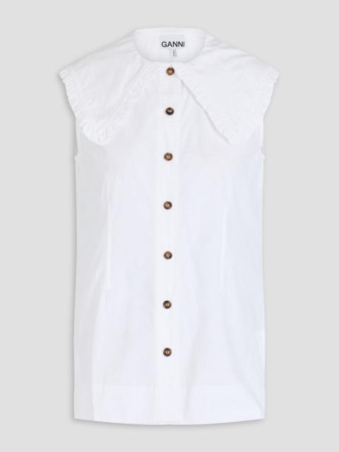 GANNI Ruffled cotton-poplin top